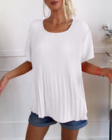 Aimee geplooide blouse met ronde hals