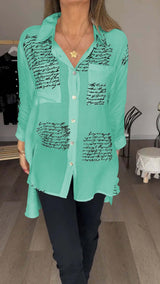 Coleen stijlvol shirt met letterprint