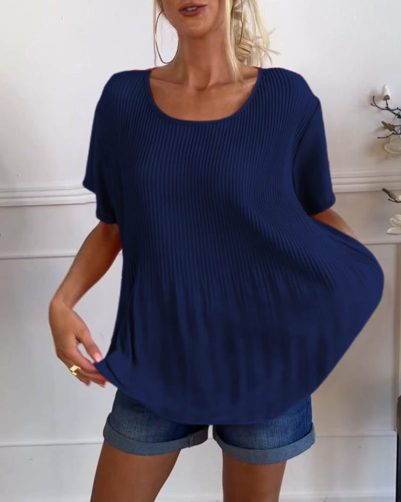 Aimee geplooide blouse met ronde hals