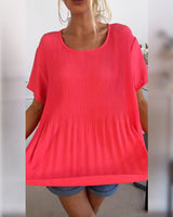 Aimee Plissierte Bluse mit Rundhalsausschnitt