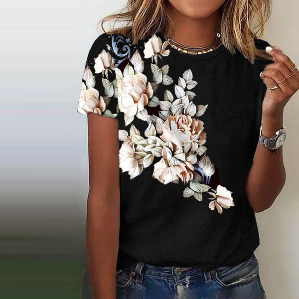 Retro™ - T-shirt met bloemen