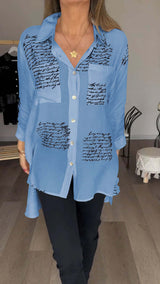 Coleen stijlvol shirt met letterprint