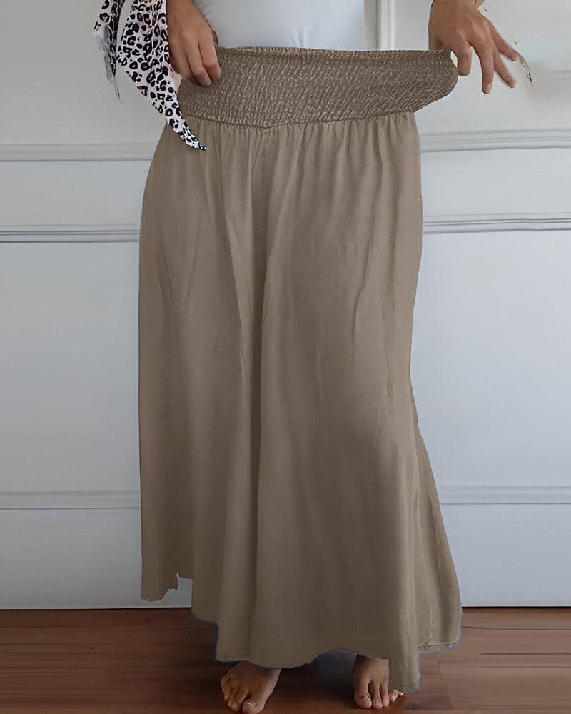 Kathy - broek met wijde pijpen en elastische tailleband 